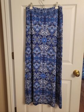 Cynthia Rowley Navy and White Mosaic Print Maxi Skirt